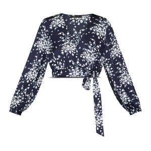 Womens Bluefly Floral Wrap Blouse